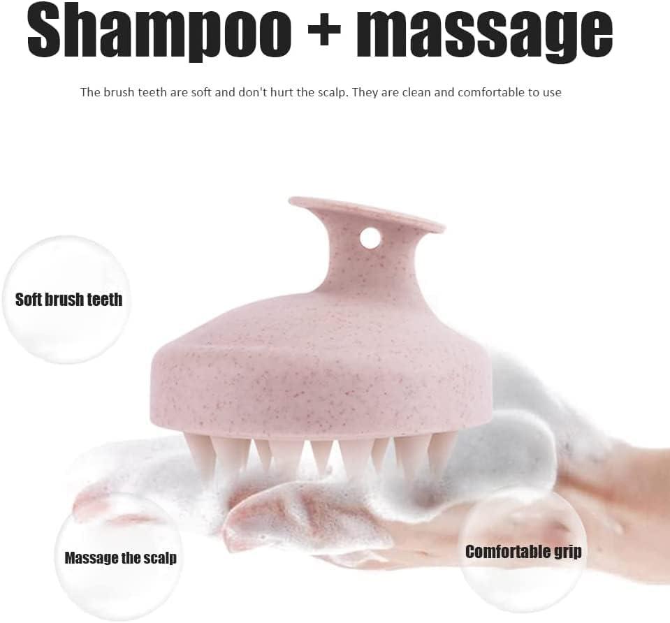 MR.SHOPPERS Mr.Shoppers Scalp Massager Shampoo Brush,Eco-Friendly Wheat Straw Body With Soft Silicon Bristles,Hair Scalp Scrubber,Scalp Exfoliator Dandruff Removal,Prevents Hair Loss For Men,Women (Pink Dotted)