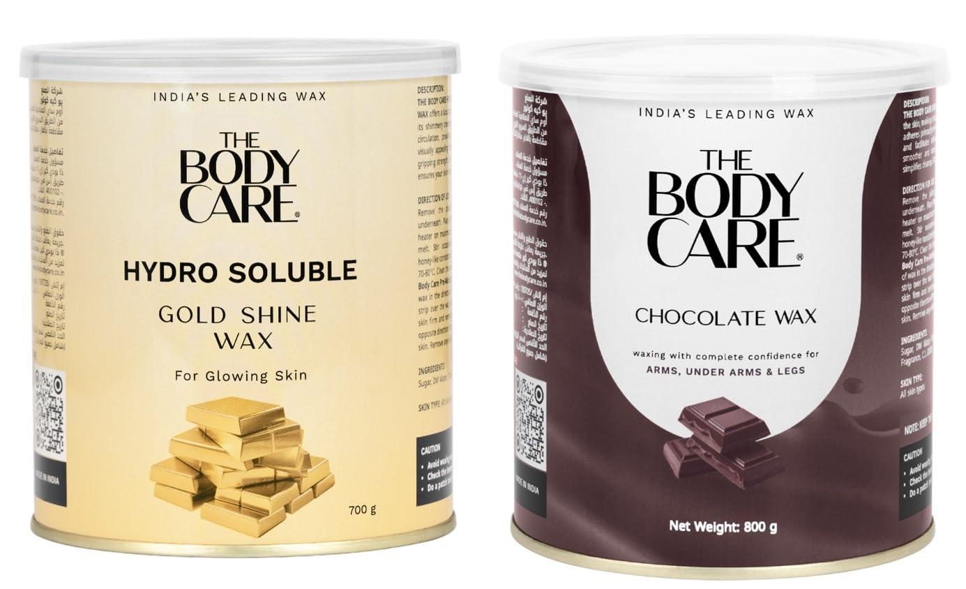 BODYCARE The Body Care Chocolate Wax - 600g & Gold Shine Wax - 700g | Combo Pack | Rich and Radiant Hair Removal