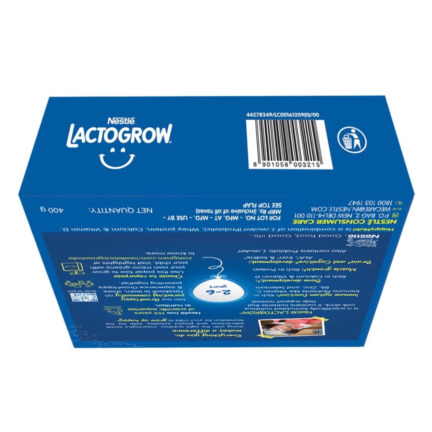 Nestle LACTOGROW Nestle LACTOGROW Nutritious Milk Drink Powder | Biscuity Vanilla Flavour (2-6 Years), (Pack Of 2), 800g, Bag-In-Box Pack