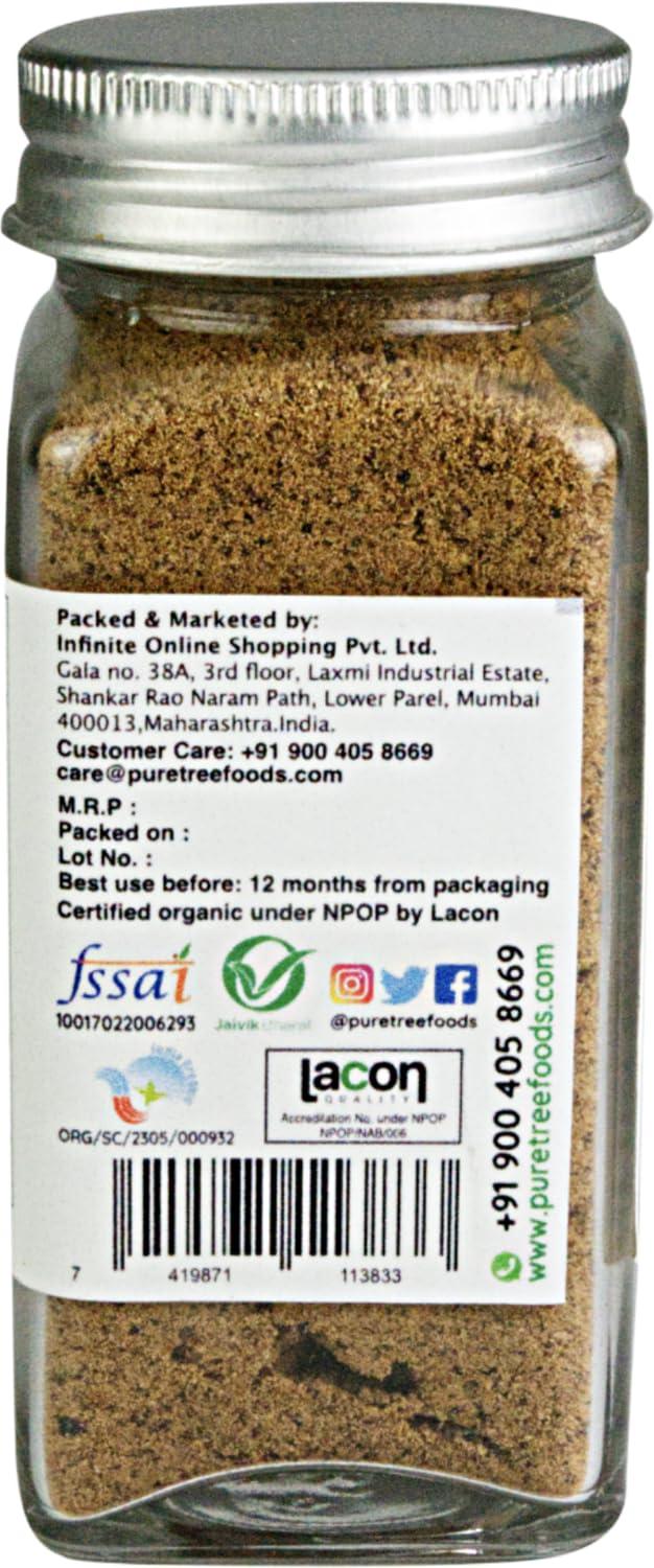 Pure Tree Pure Tree Certified Organic Nutmeg Powder | 60 g | Glass Jar | Grounded Jaiphal Powder Jathikai Powder | Organic Jaifal Powder for Baby | Jayfal, Myristica Fragrans