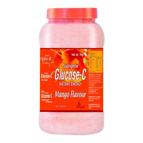 NUTRIGROW Nutrigrow Glucose-C 1kg (Pack of 1, Mango)/ Refreshing Summer Drink/Instant Energy Drink/Glucose Powder