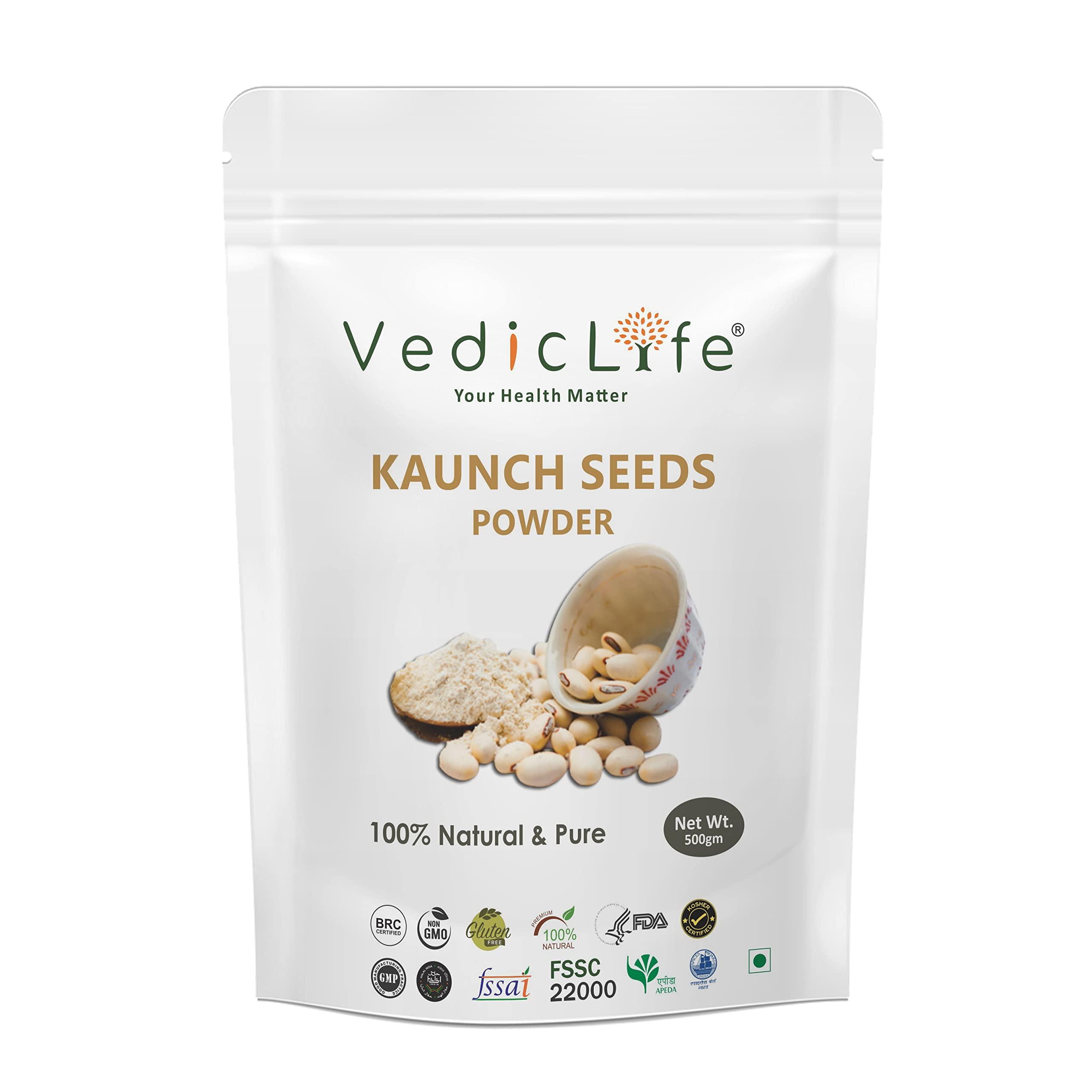 vediclife VEDICLIFE Kaunch Beej Powder, Konch Seed, Alkushi, Kala Koch ke Beej, Kauch, Mucuna Pruriens, Velvet Beans, Kapikachhu, Cowitch, Cowhage 500gm