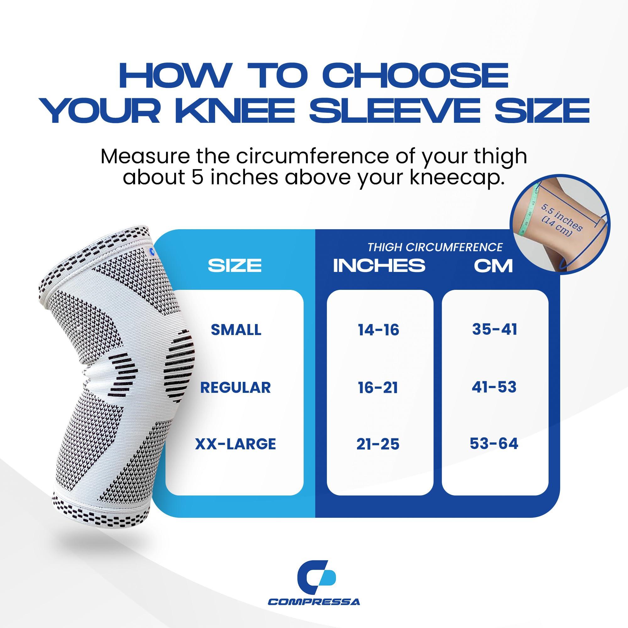 C Compressa Compressa Knee Compression Sleeve. Knee Brace for Men & Women. Knee Support for Running, Basketball, Volleyball, Weightlifting, Gym, Workout, Sports. Size S-M. 1 Unit