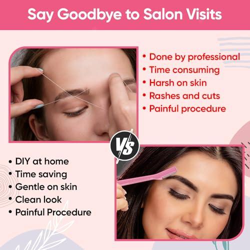 VEGA Vega Eyebrow Shaper for Women - Pack of 3 Reusable Face Razor, Painless Facial Hair Removal, Razor for Face, Eyebrows, Upper Lips, Chin, Side Locks, Forehead, (ESS-01)