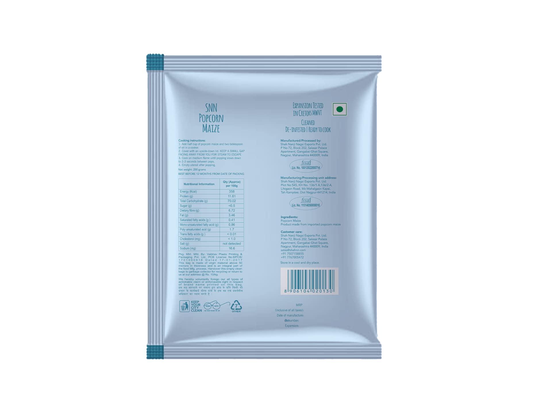 SNN SNN Popcorn Maize 200 Grams ( Pack of 5 ). Imported Raw Maize | Ready to Cook | High Expansion | Homemade-Healthy Snack.