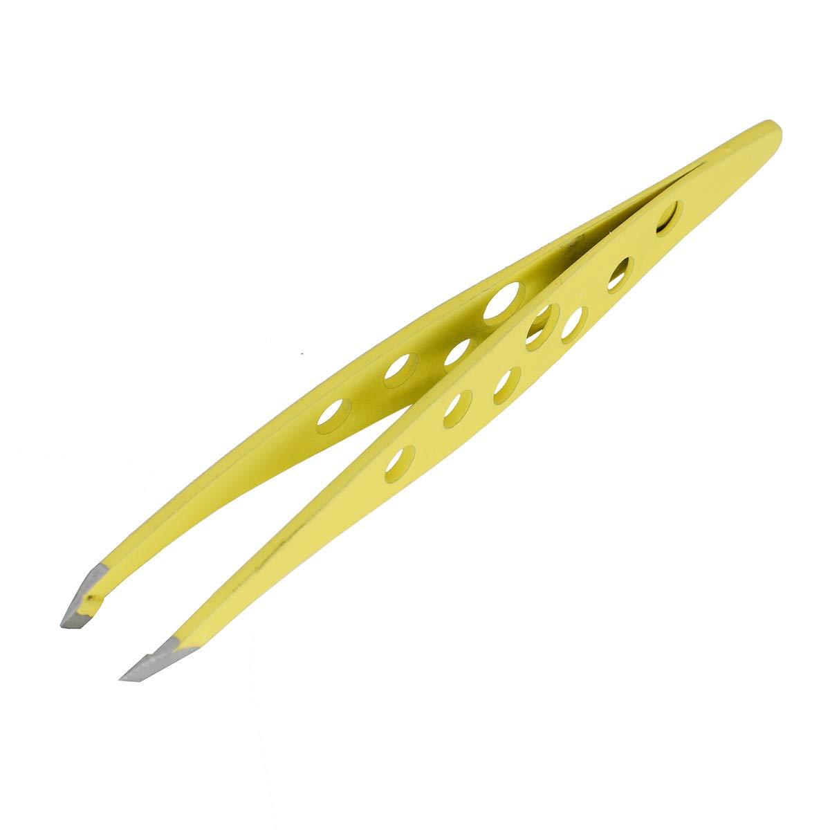 Haoweida Yellow Tweezers - Surgical Tweezers for Ingrown Hair - Professional Stainless Steel Slant Tip Tweezers - Best for Eyebrow Hair, Facial Hair Removal