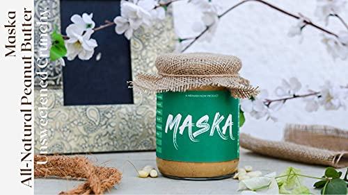 MASKA Maska Natural Peanut Butter Smooth 500 G Unsweetened | High Protein | All-Natural | No Sugar & Salt | Organic | Glass Jar | Gluten Free | Vegan | Vegetarian | Keto Friendly | Eco-Friendly |