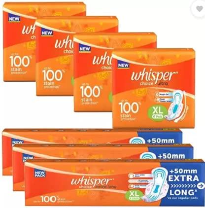 Whisper Whisper Choice Extra Long Ultra 100% stain protection (42 Pads) Sanitary Pad for women