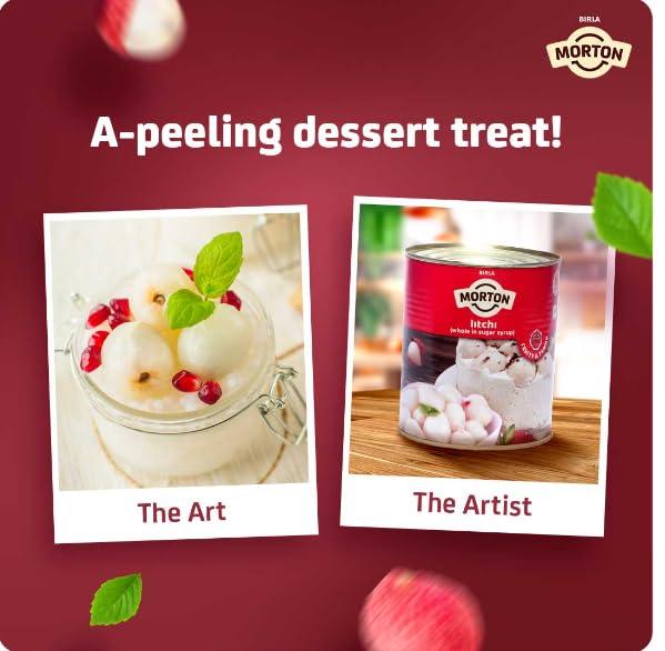 Morton Morton Litchi Whole In Sugar Syrup|No Artifical Colours & Preservatives|Made With Fresh & Ripe Litchies|Nutrious, High In Antioxidants|Good In Taste, Healthy & Yummy Litchi Whole - 800Gm(Pack Of 1)