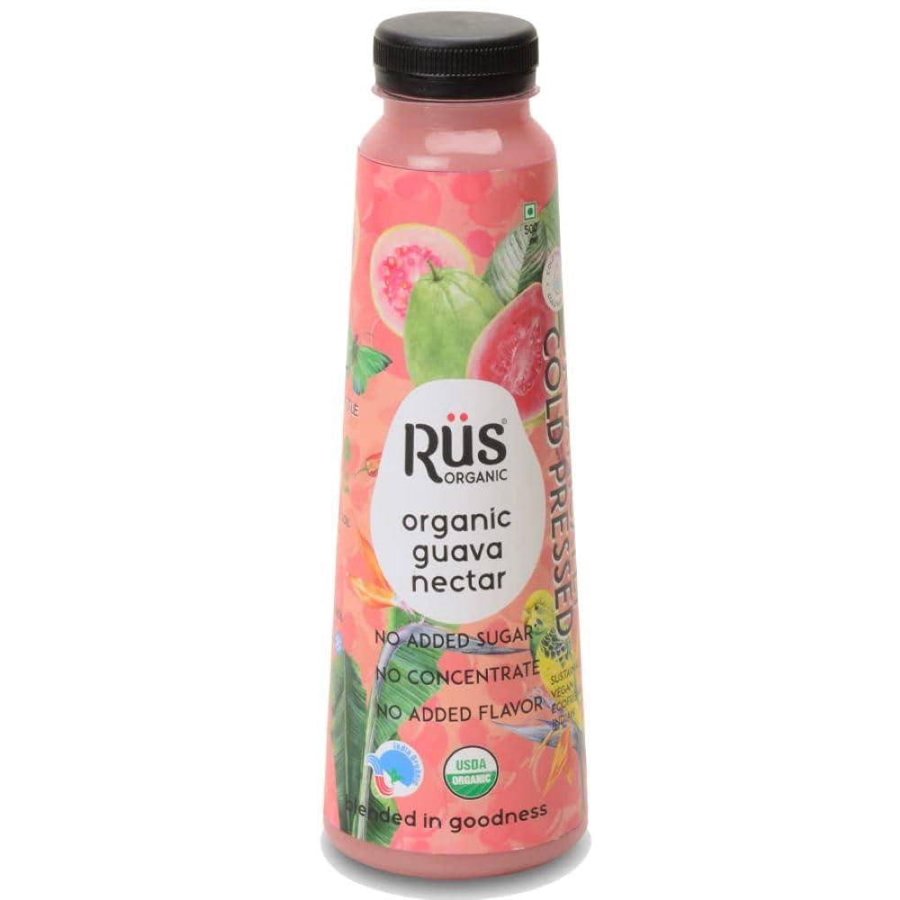 Rus Organic Rus Organic Fresh Organic Guava Juice | (Pack of 05 )x 500 ml (Per Box ) | No Concentrate | No Added Sugar | | Fresh | Cold Pressed Fruit Juice