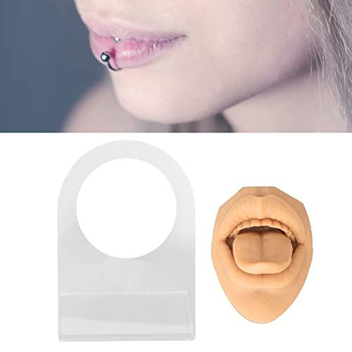LIANAI Soft Silicone Tongue Model, Mouth Open, Fake Tounge, Flexible Human Tongue Mouth Mold with Teeth, Body Parts for Practicing Piercing Acupuncture Jewelry Display, Simulation Tongue(Skin Color)