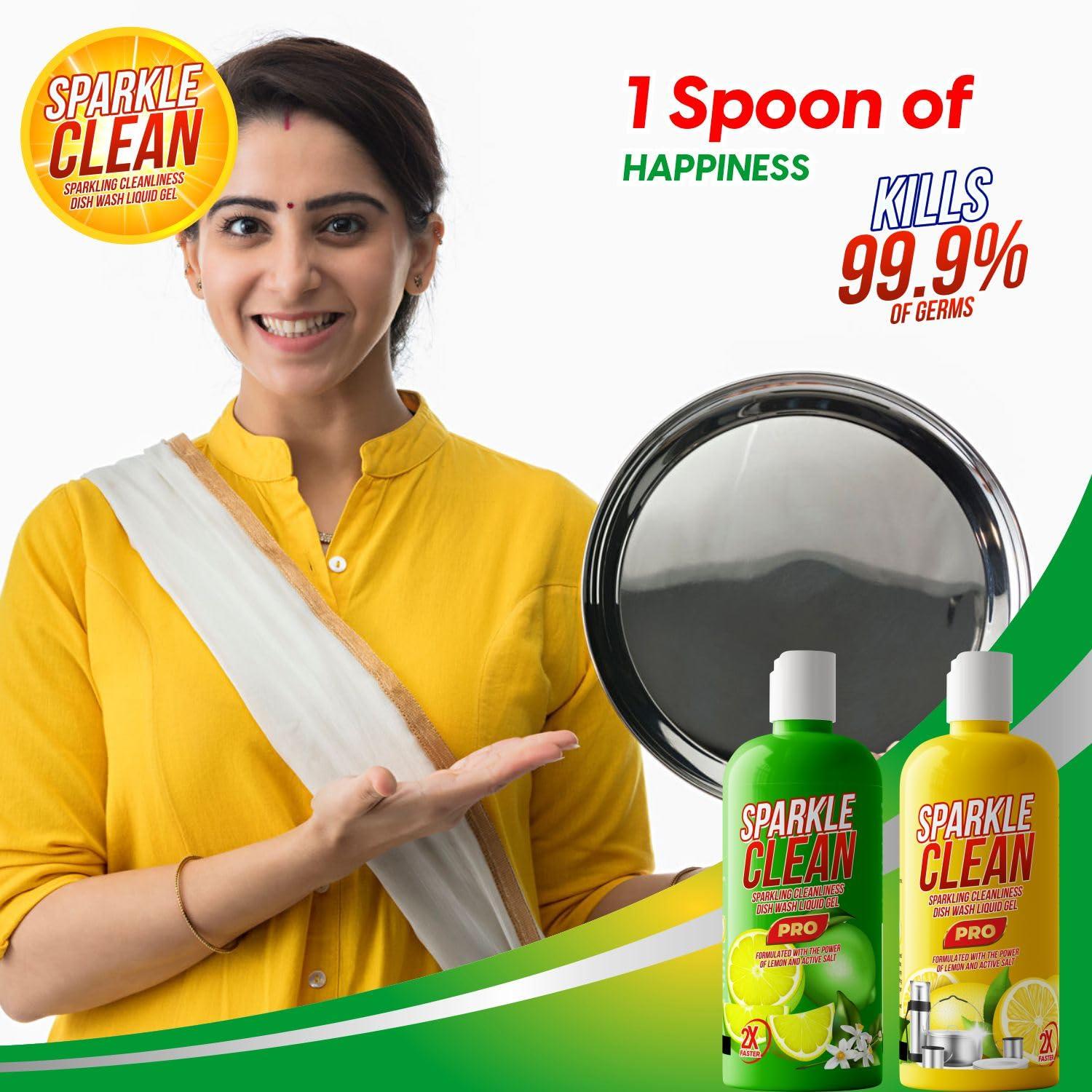 Parle Ropvatika Parle Ropvatika SparkleClean Dishwash Liquid Gel 1 Liter - Pack 3 Refill (1 Liter Pack 3, Orange (1) Lemon Yellow (1) Lemon Green (1))