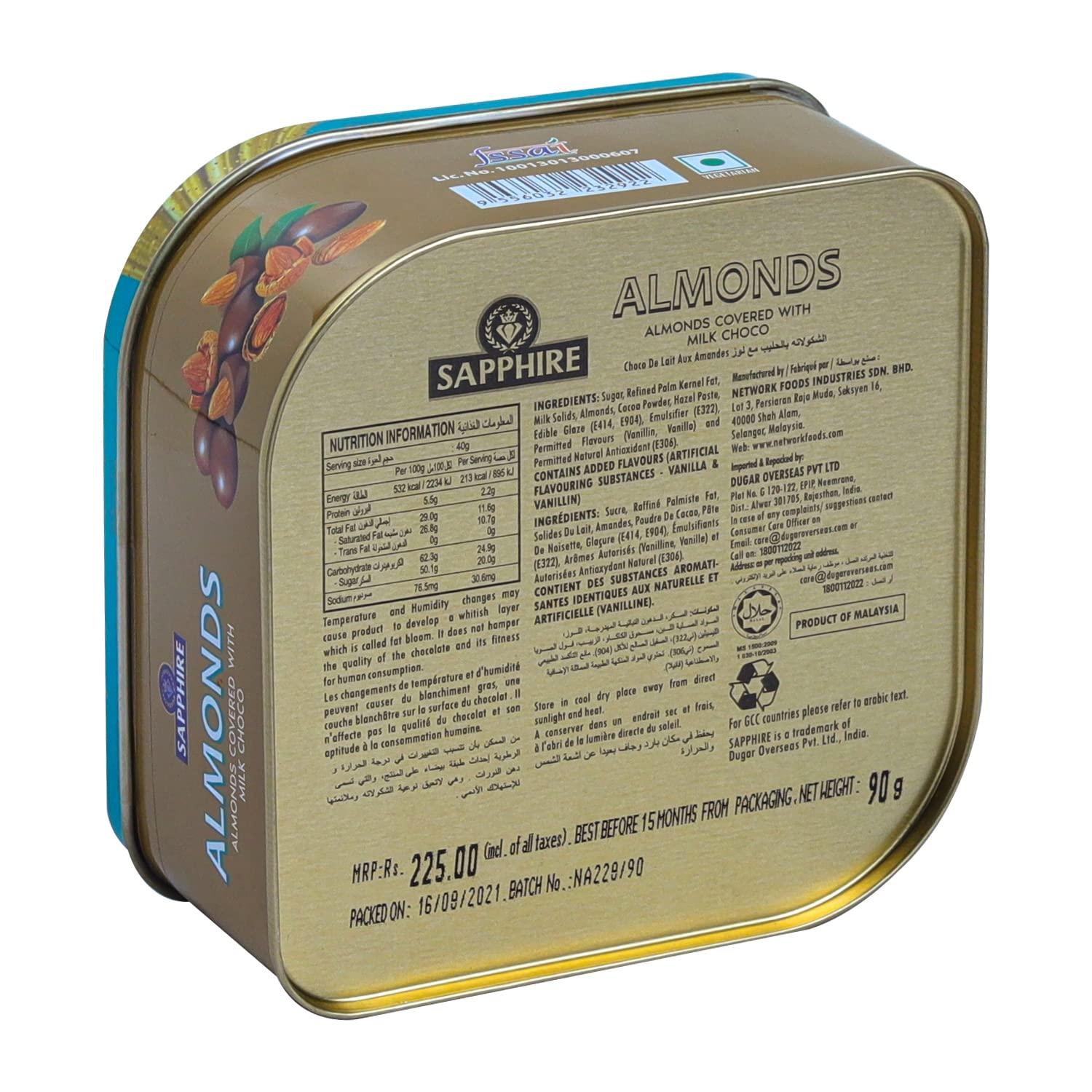 Sapphire Sapphire Chocolate Coated Nuts - Almond 90 g (Pack of 2)