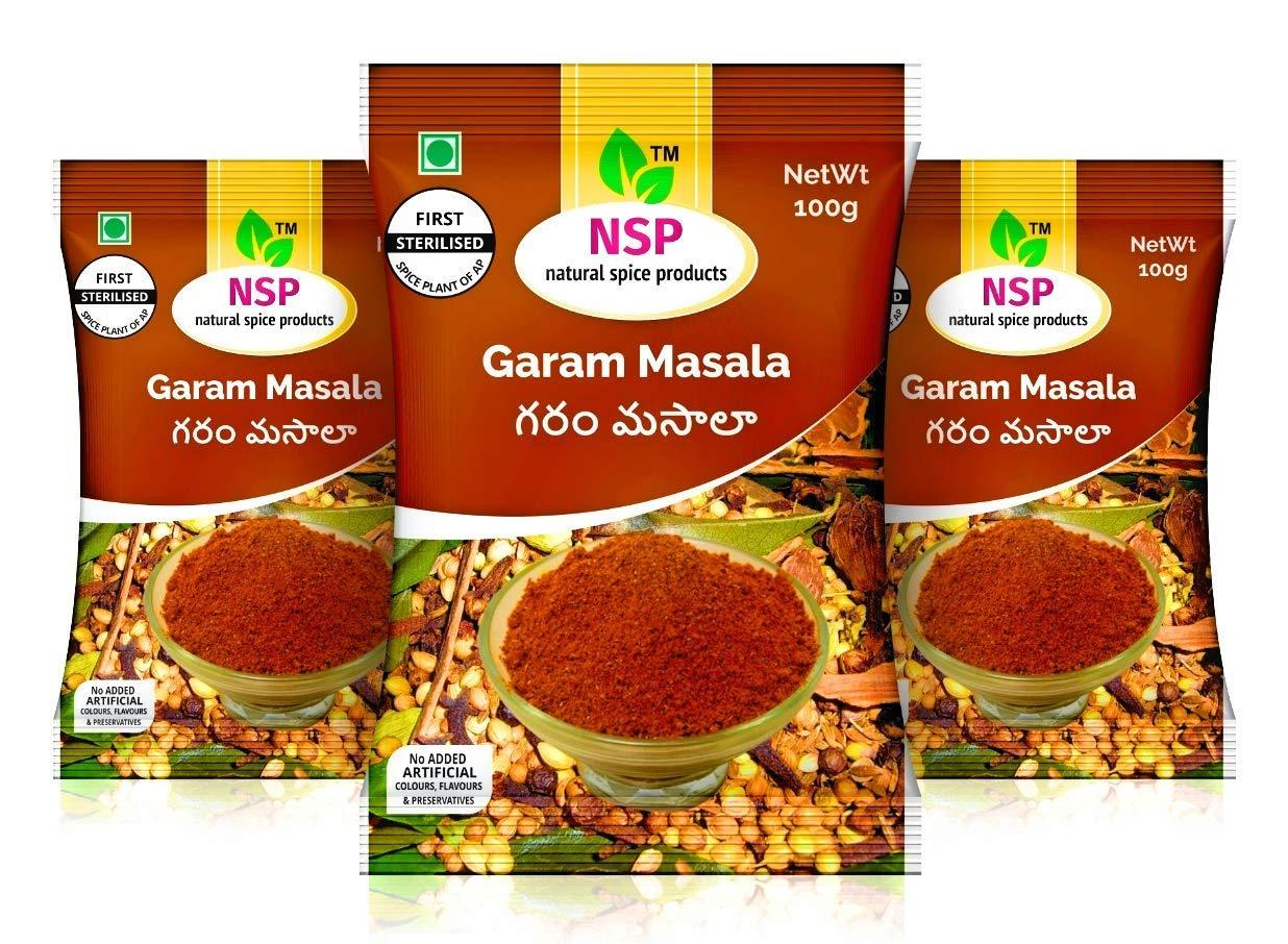 NSP natural spice products NSP Natural Spice Products Garam Masala | Naturally Processed with Natural Oils |Blended Spice for Authentic Taste and Colour |3x100gm (Pack of 3, 100g Each)