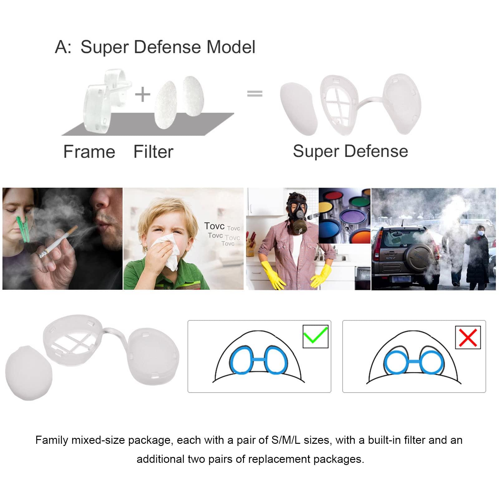 RYAP Invisible Nasal Filter Ultra-Breathable Nasal Nasal Nose Plugs for Smells with Mini-HEPA Air Filtration from Pollen Dust Small + Medium + Large Narrow Shape