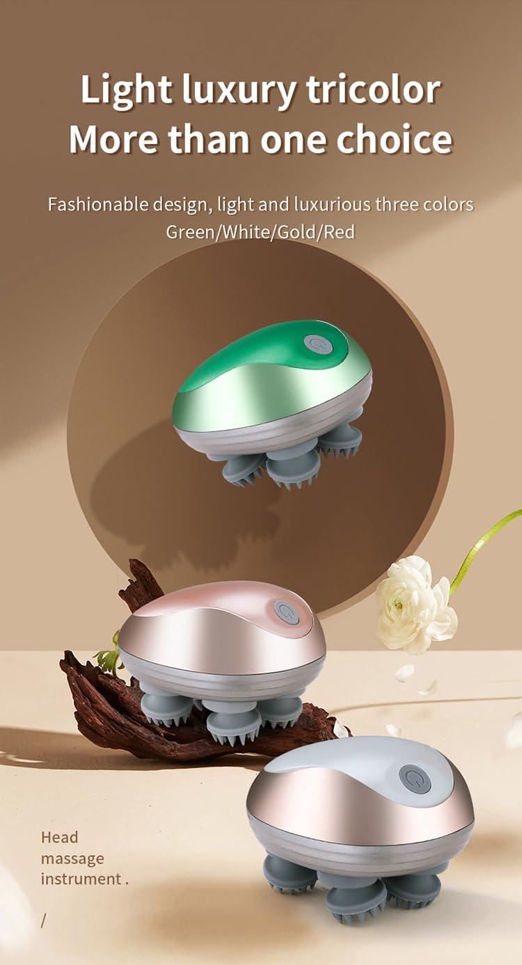 STAR WORK STAR WORK 3 In 1 Electric Scalp Massager | Portable Head Massager Electrical Handheld Head Scratcher for Body Massage, Hair Growth, and Stress Relax (ROSE GOLD)