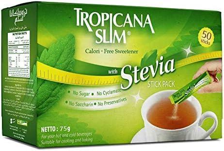 Generic Tropicana Slim Stevia Sweetener is a Great Combination of Stevia Leaves Extract as a Natural Sweetener Stick Pack 75g