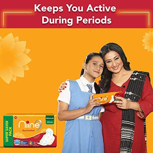 NIINE NIINE Dry Comfort Regular Sanitary Napkins for women, (Pack of 4) 72 Pads