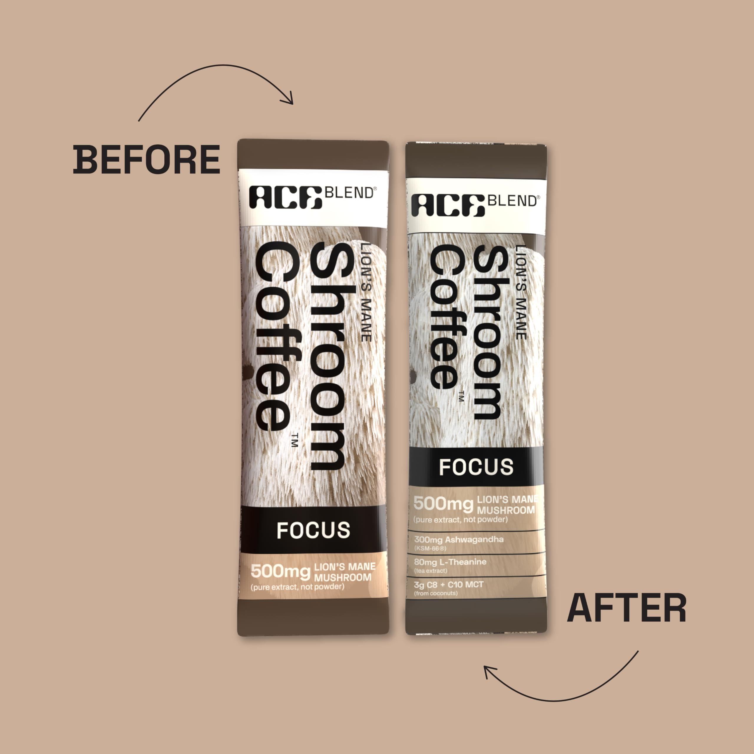 Ace Blend Ace Blend Lions Mane SHROOM COFFEE | 30 serves | Mushroom Coffee | KSM 66 Ashwagandha | L-Theanine | MCT | Focus | Memory | 100% Arabica | Instant Black Coffee | Keto | Cold/Hot Brew