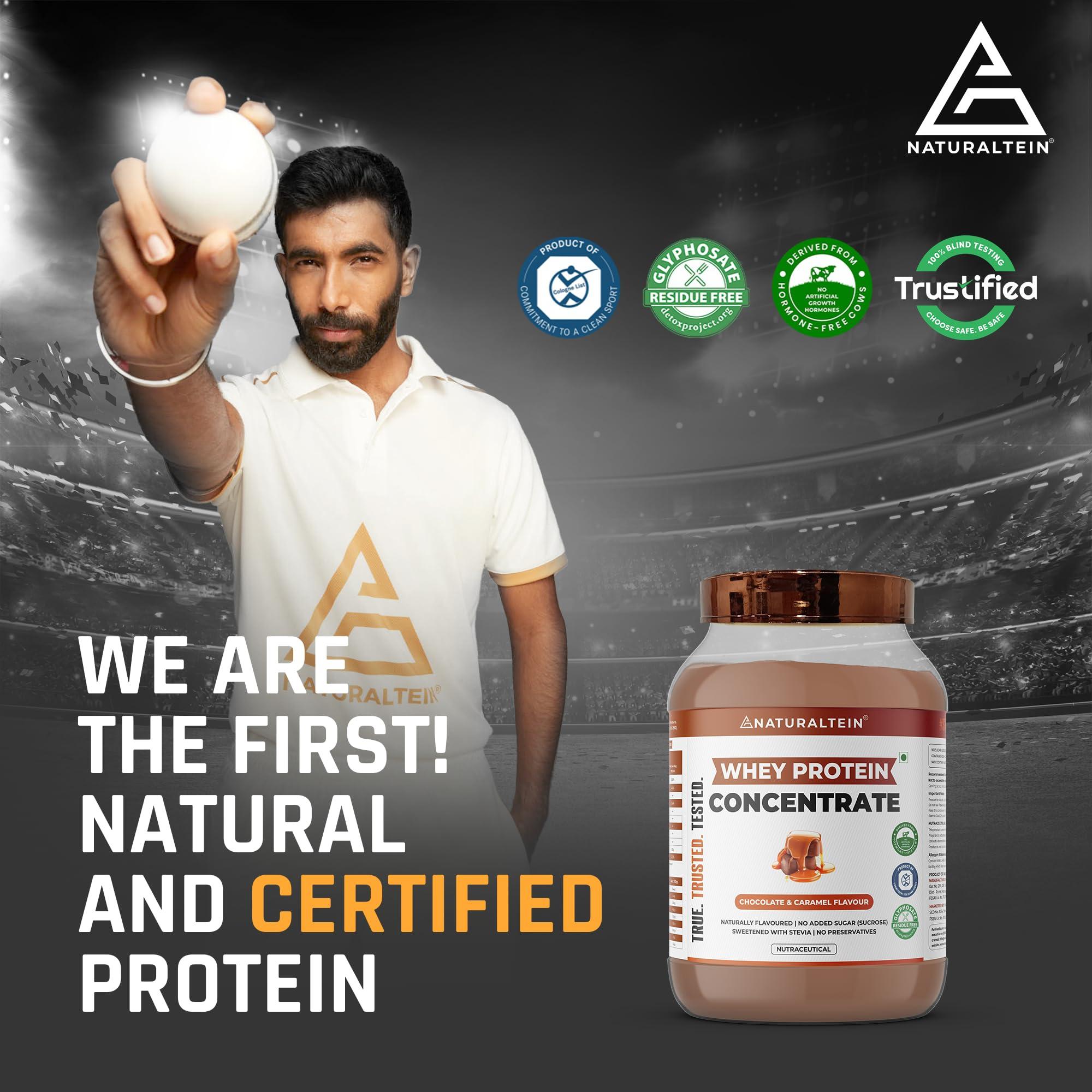 NATURALTEIN NATURALTEIN Natural Whey Protein Concentrate Chocolate Caramel - 1 kg (Naturally flavored, Non GMO, No Artificial Sweeteners)