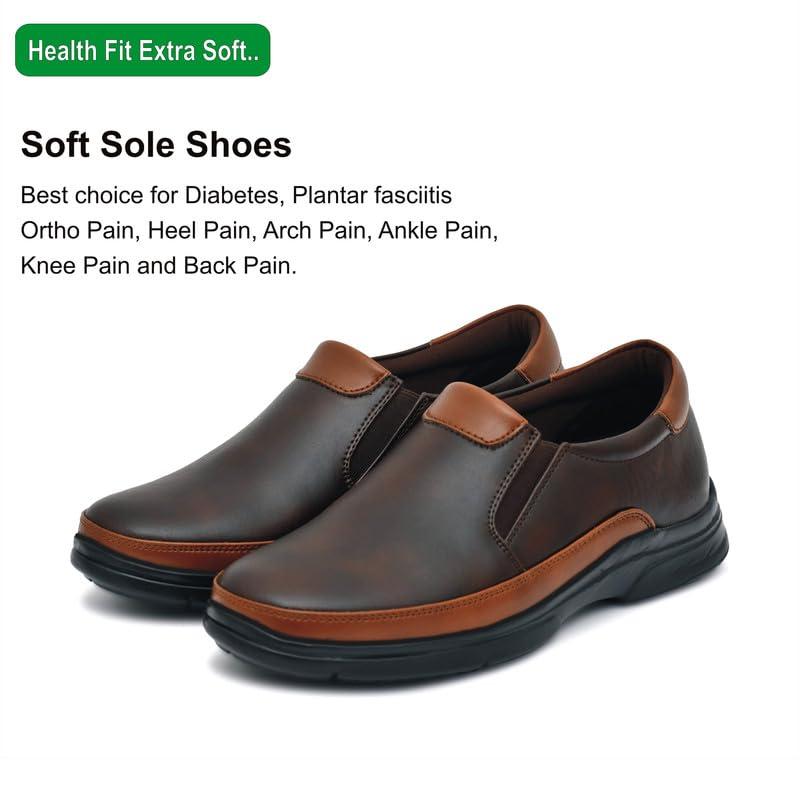 HEALTH FIT HEALTH FIT Orthopedic & Diabetic Shoes Breathable Soft Sole Ultra-Lightweight Shoes for Men\'s 1731 BR 6 UK Brown