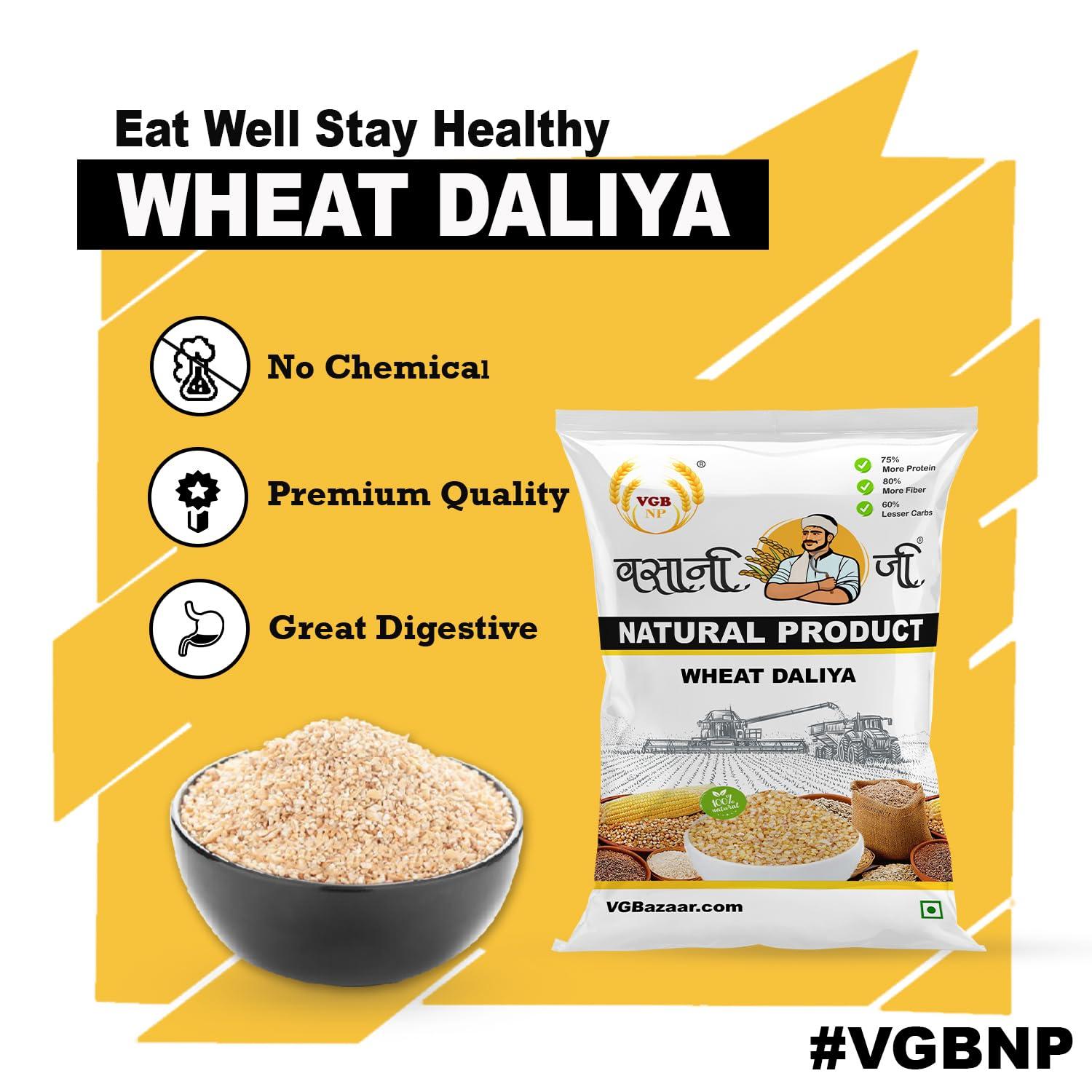 VGBNP VGBNP Vasani-G Natural & Unpolished High Fiber Wheat Dalia (Broken Wheat Daliya) Easy To Cook Wheat Porridge (Gehu Ka Dalia | Crushed Dalia) - 4Kg