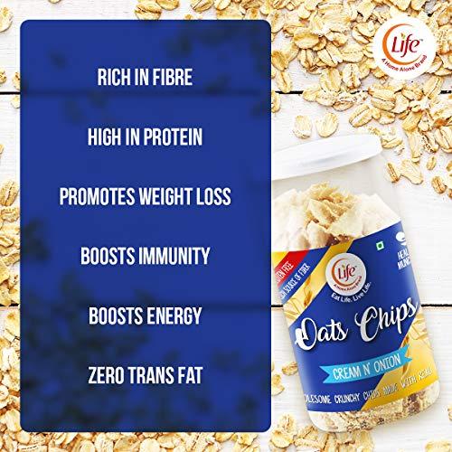 Life Life Gluten Free Oats Chips - Cream & Onion (Pack of 3) Each-100g - Healthy Munch Anytime Snack