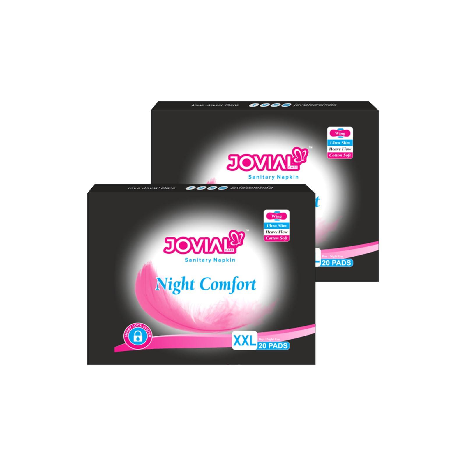 JOVIAL CARE JOVIAL CARE Night Comfort 2XL 20 Pads Pack (20x 2=40 Pads) Sanitary Pad (Pack of 2)