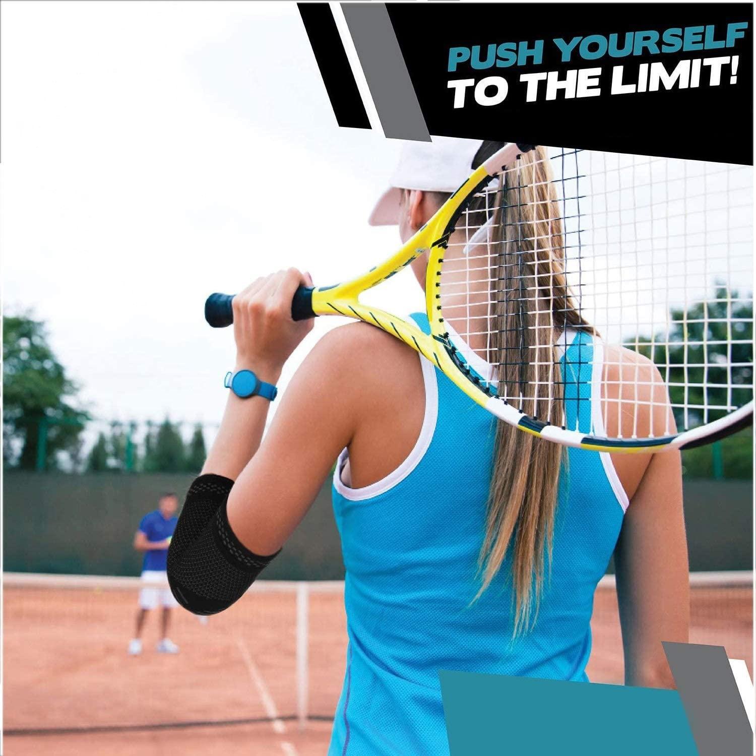 GymWar GymWar Nylon Elbow Support For Gym (1 Pair)-Elbow Brace For Men Women Workout|Elbow Compression Sleeves With Straps For Tendonitis Pain Relief, Tennis, Volleyball, Cricket-Elbow Band (Red)