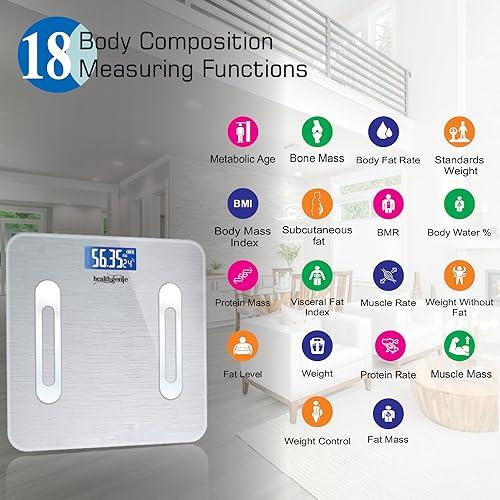 Healthgenie Healthgenie Smart Bmi Weight Machine For Body Weight With 18 Body Parameters Sync With Mobile App, 2 Yrs Warranty Bluetooth Weighing Machine Metallic Shine (Hb-411), 180 kg