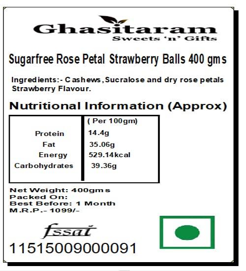 Ghasitaram Gifts Ghasitaram Gifts Sweets Sugarfree Rose Petal Strawberry Balls 400 GMS |Gift for Diwali,Holi,Rakhi,Valentine,Christmas,Birthday,Anniversary,Gift for Her,Him,Mothers Day,Fathers Day|