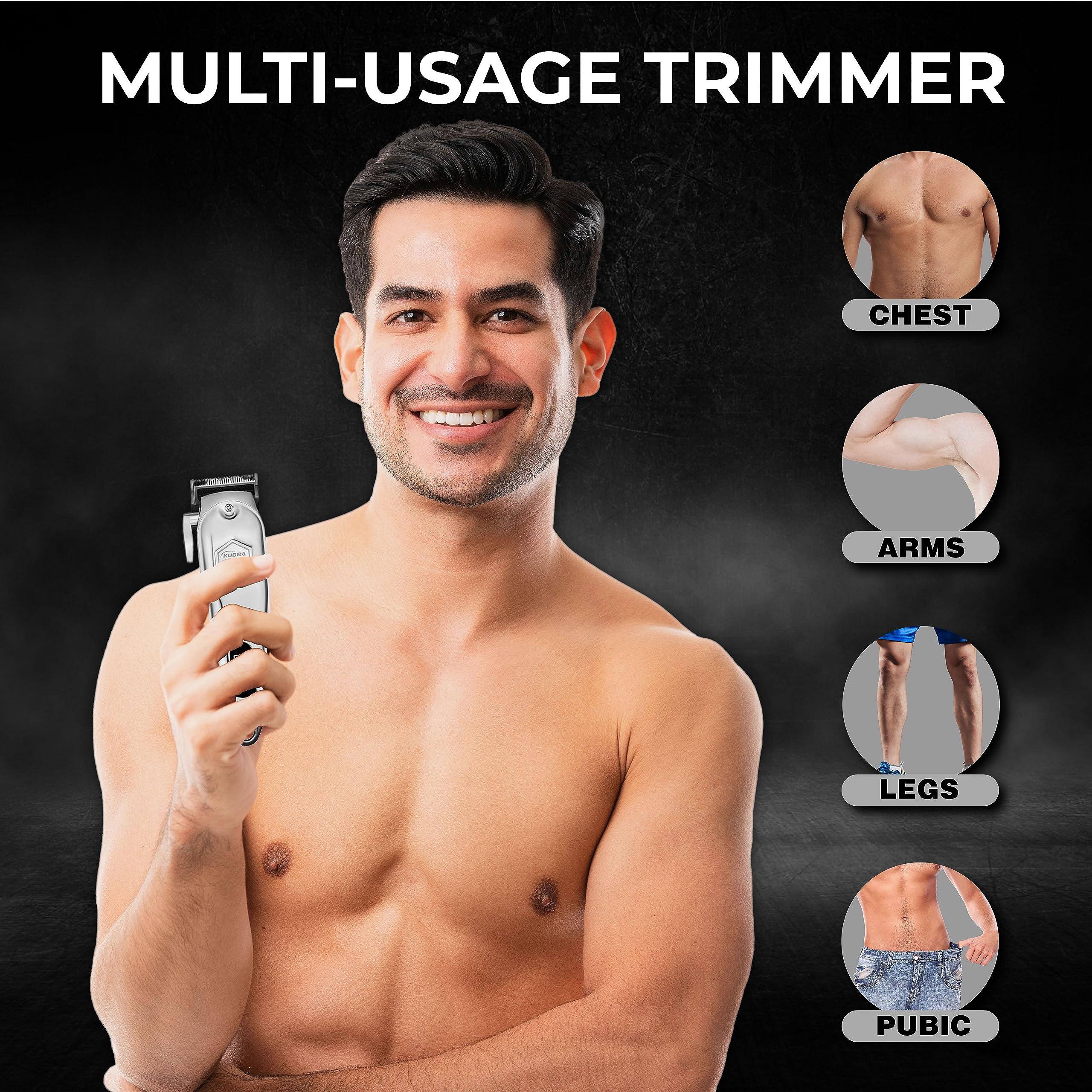 Kubra Kubra Kb-409 Professional Cordless Rechargeable Led Display Hair Clipper Heavy Duty For And Beard Cut (Silver) Men