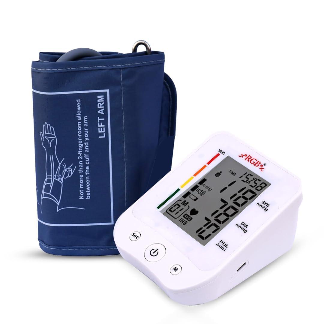 RGB RGB Digital BP Monitor Machine with C type USB Port BP Monitor, Automatic Oscillometric Digital Blood Pressure Monitoring Machine | Upper Arm Portable Digital BP Machine