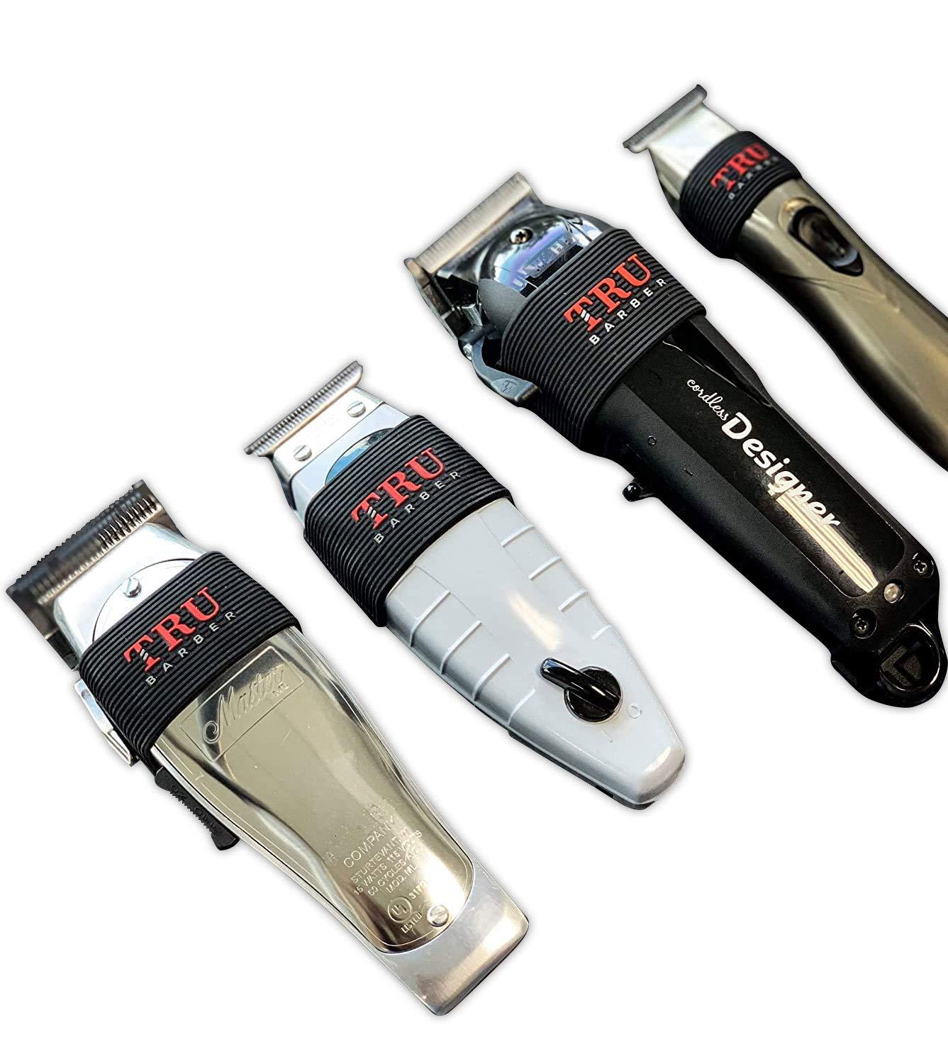 TRU BARBER TRU BARBER Men Clipper Grip Bands 4 Pcs, Clipper Grips For Barbers, Clipper Sleeves For Barber Tools, Grip Bands, Non Slip, Heat Resistant (Black)