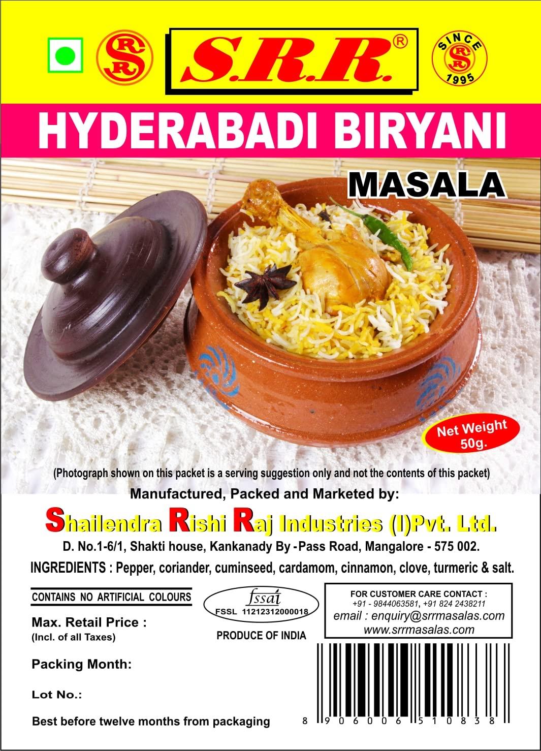 SRR Masala SRR Masala Hyderabadi Biryani Masala 4 pieces (50 Grams x 4) All Natural no artificial flavors or colors