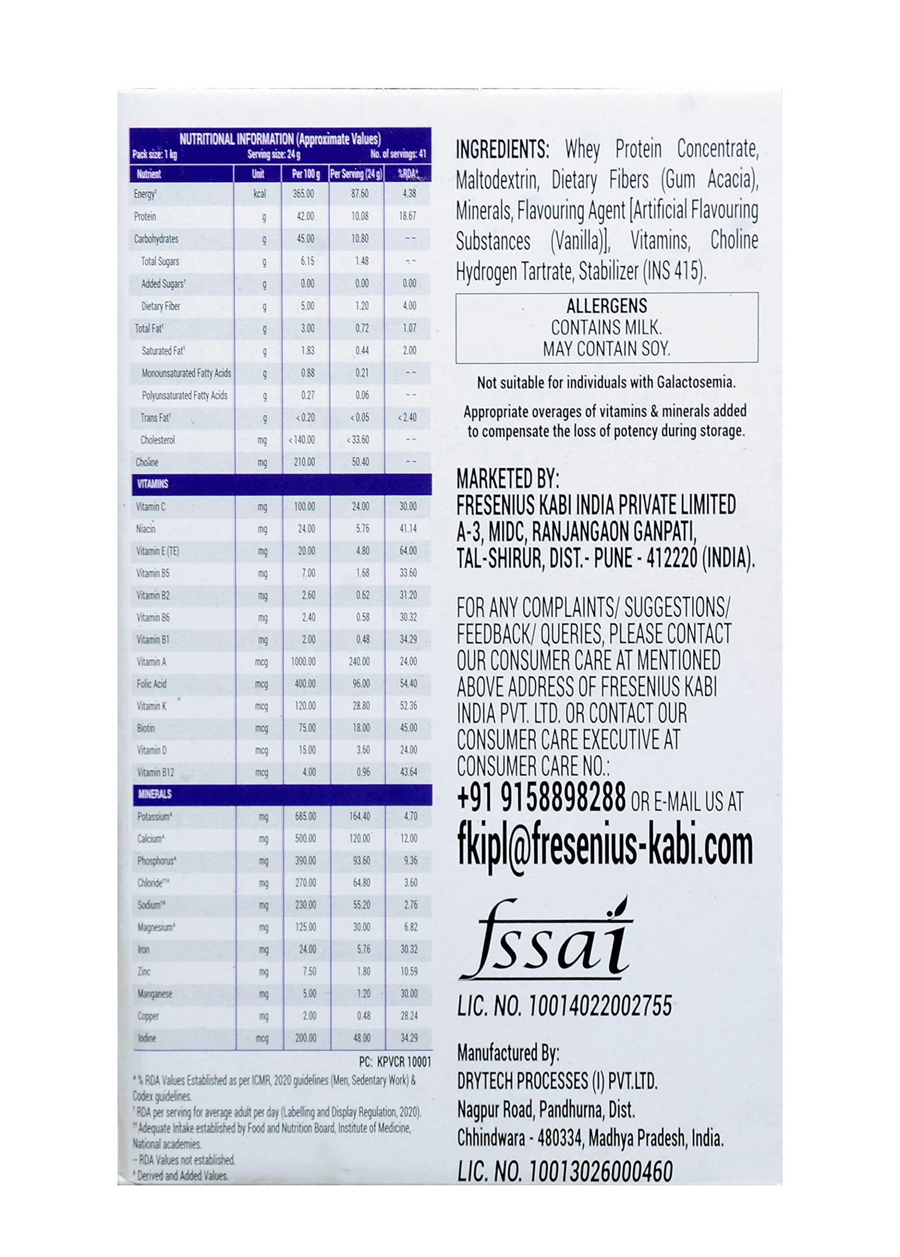 KabiPro KabiPro Vanilla Flavor, 1 Kg