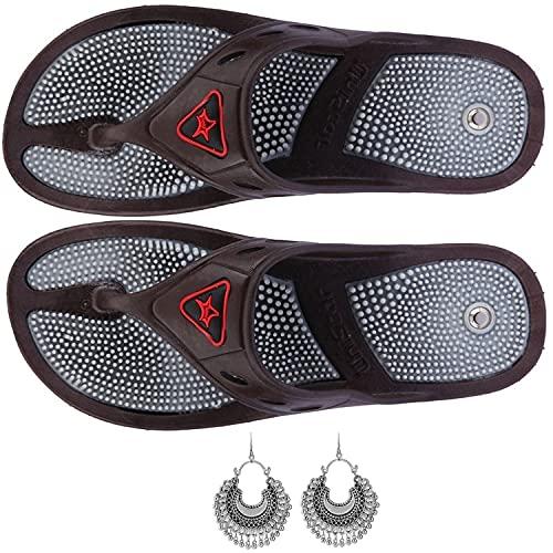 Super India Store Acupressure Slippers Sandals For Pain Relief Total Health Care Unisex Gh 01 Brown Size 07