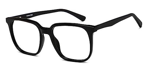 LENSKART BLU LENSKART BLU | Zero Power Blue Cut Computer Glasses | Anti Glare, Lightweight & Blocks Harmful Rays | UV Protection Specs | Black | Men & Women | Large | LB E16063