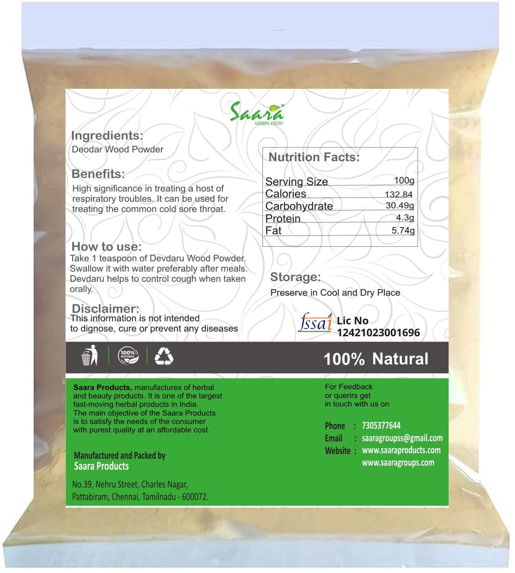 SAARA SAARA Deodar Wood Powder | Cedrus Deodara Powder | Himalayan Cedar Wood | Devadaru Wood Cedar Tree Powder 350g