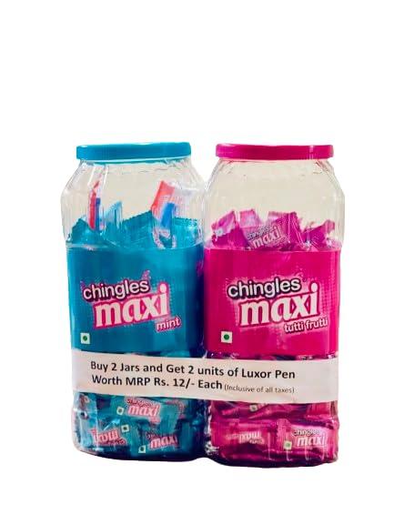 Generic Chingles Maxi Mint Tutti Frutti Chewing Gum | BUY THIS COMBO AND GET 2 PENS OF LUXOR FREE INSIDE /-