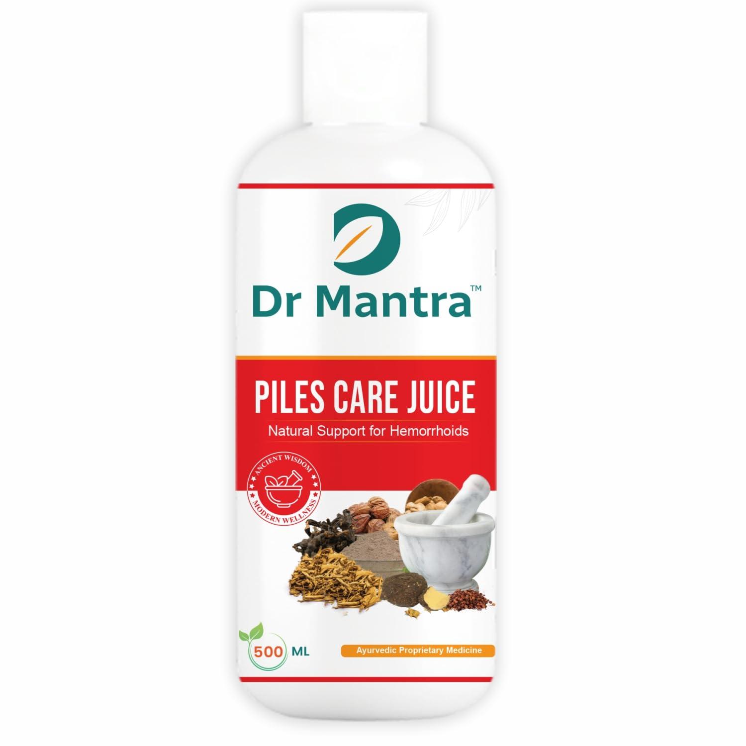 Dr MANTRA Dr Mantra Ayurvedic Piles Care Juice | Natural Hemorrhoid Relief with Vidaang, Indrajav & Herbal Ingredients | Safe & Effective Formula | 500ml