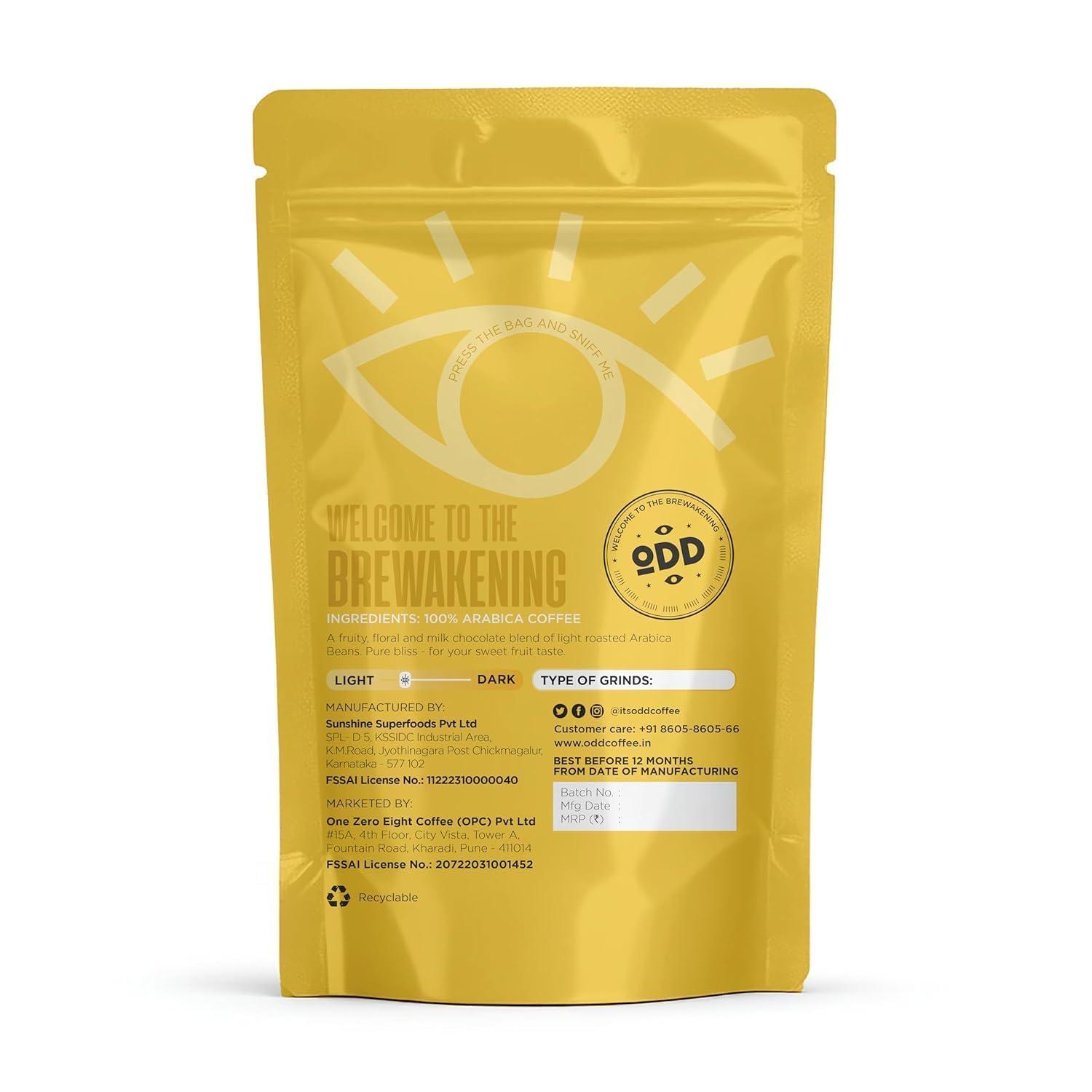 ODD COFFEE ROASTERS ODD COFFEE ROASTERS Speciality Coffee 250 Grams | Breakfast Blend - Light Roast 100% Arabica Fair Trade Single Origin Fruity Floral Milk Chocolate Whole Coffee Bean (Pack of 1) Plantation AA/AAA Beans