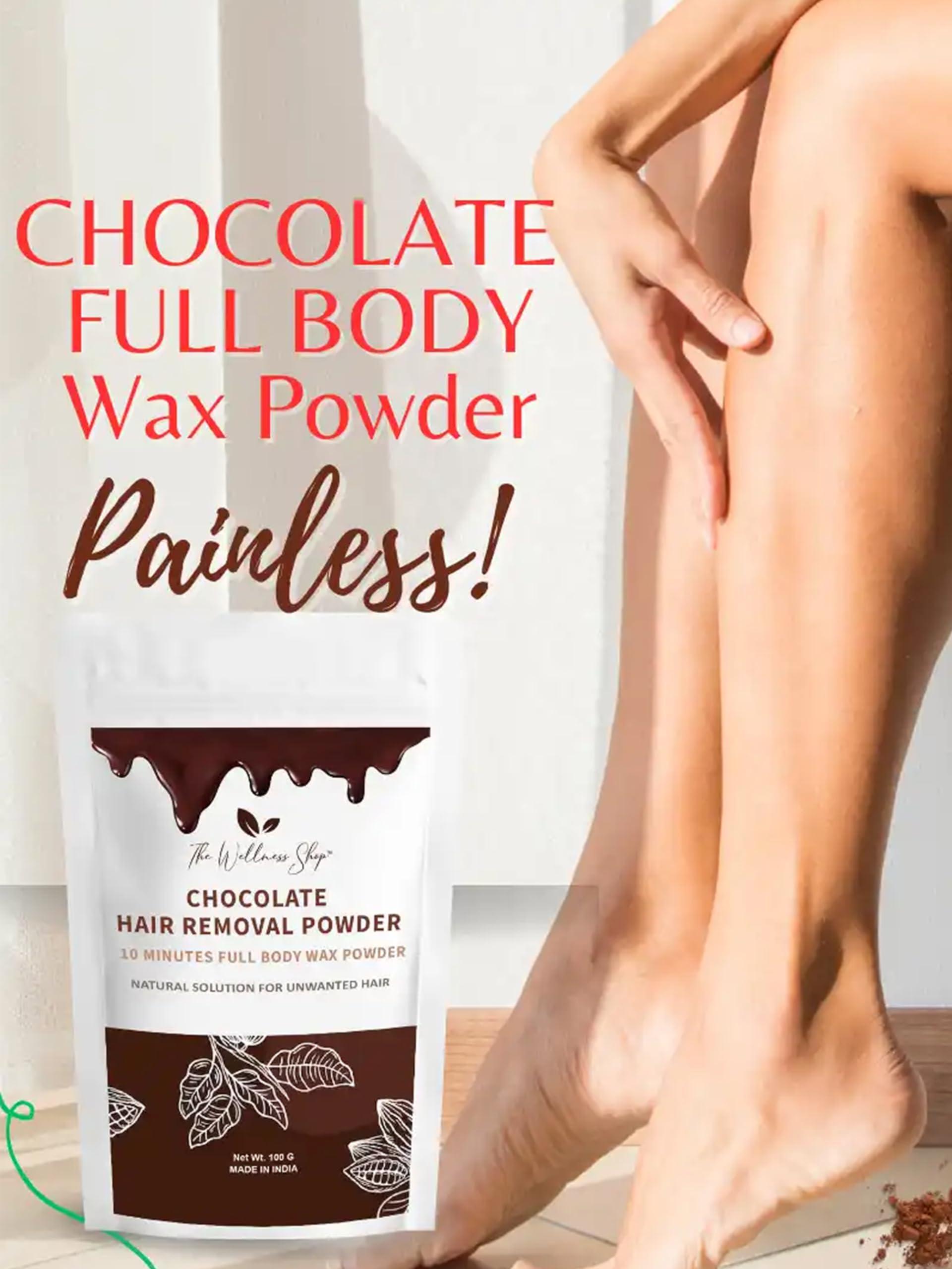 The Wellness Shop The Wellness Shop - Women Chocolate Hair Removal Powder, 10 Minute Full Body Waxing Powder, Painless And Natural Solution For Unwanted Hair And Parlour Like Result At Home