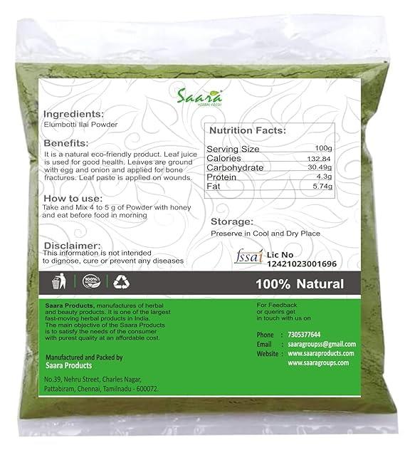 SAARA Saara HERBAL FRESH Elumbotti Ilai, 40g, Bone joint Leaves, Murikootipacha, Kooravaal Chedi, Kodali Soppu, Elumbu otti ilai, 40g (Pack of 1 X 40g)