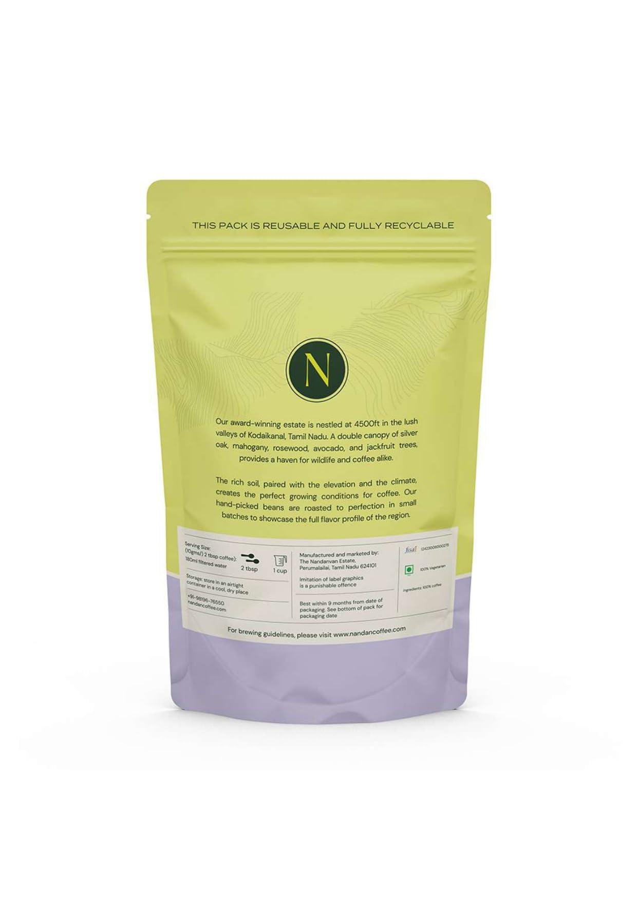 Nandan Coffee Nandan Coffee Organic Roasters Espresso Medium-Dark Roast Arabica Robusta Blend Coffee Powder, 250gms - Perfect for Stovetop Espresso Machine