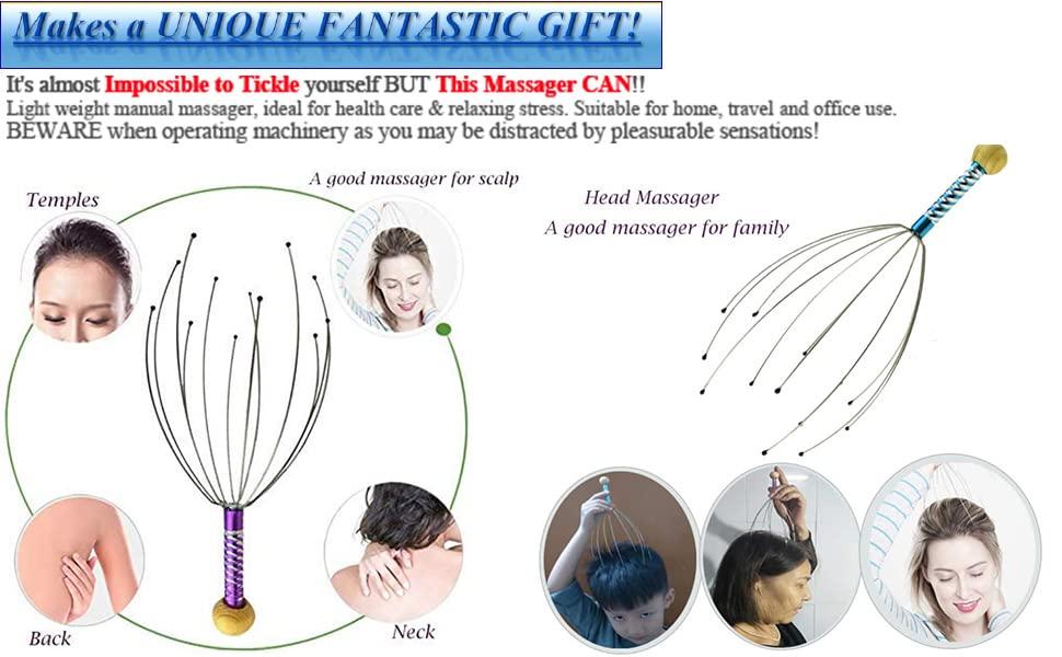KOSTECH Kostech Scalp Massagers, Handheld Head Massage Tingler, Scratcher for Deep Relaxation, Hair Stimulation and Stress Relief (Pack Of 1)