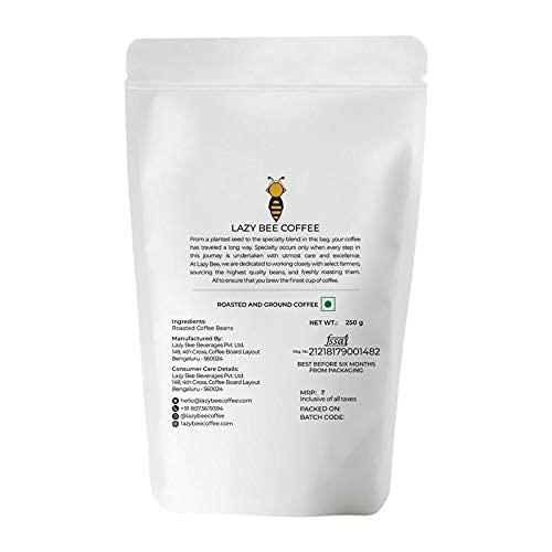 Lazy Bee Lazy Bee Coffee Roasters - Golden Crema | Arabica & Robusta Coffee Ground Powder - Freshly Dark Roasted Coffee Blend with the Note of Dark Chocolate & Caramel (250 GM) (Espresso)