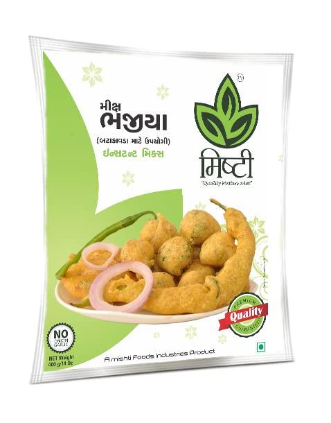 MISHTI MISHTI Mix Bhajiya (Pakoda) Mix -Ready to Cook -Instant-Gujarati Snack Food-400 Grams-(Pack Of 2)
