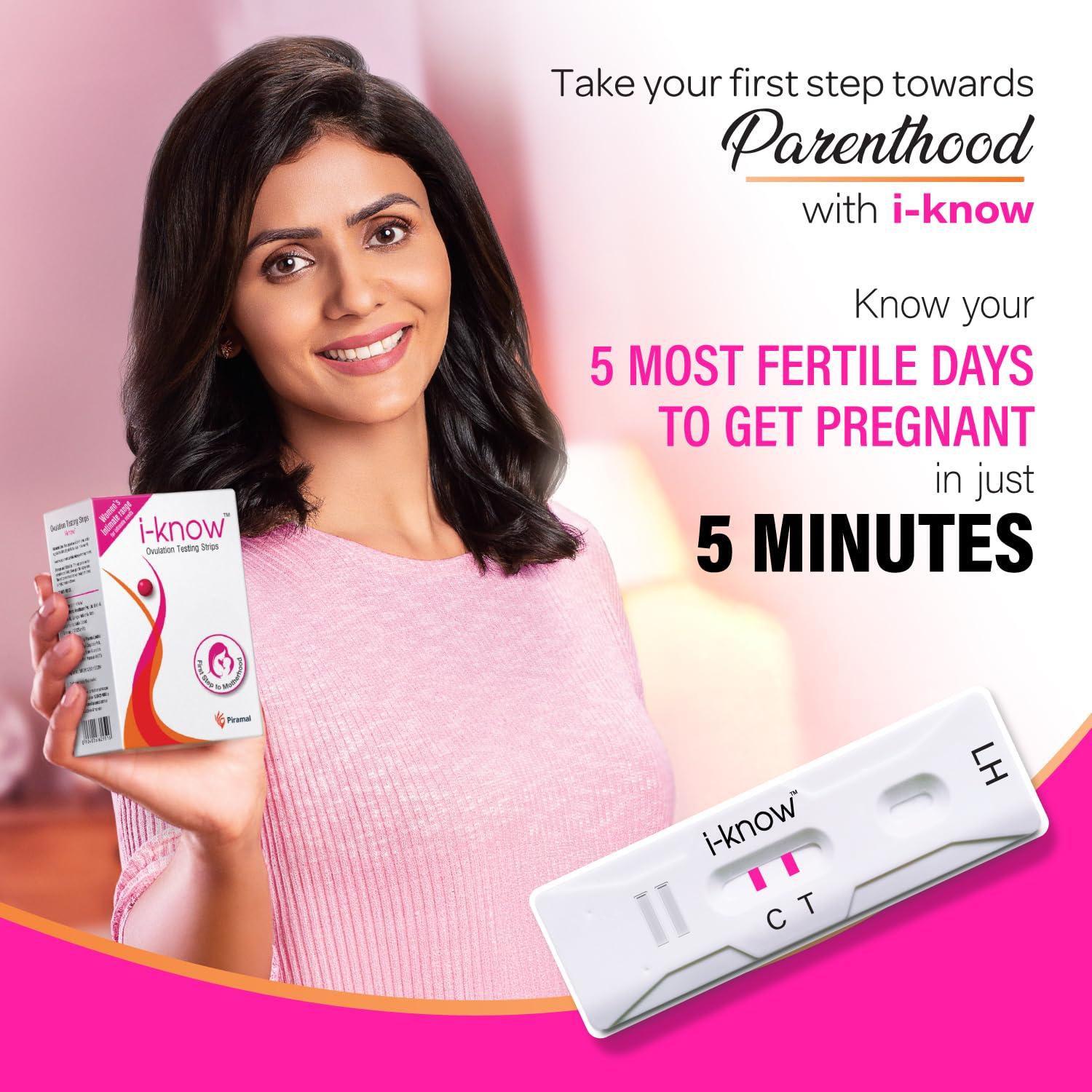 I-KNOW i Know Ovulation Test Kit for Women Planning Pregnancy by Piramal Pharma | Fertility Test Kit for Accurate Results In 5 Mins | Identifies 5 Most Fertile Days to Conceive | 5 Test Strips x Pack of 2