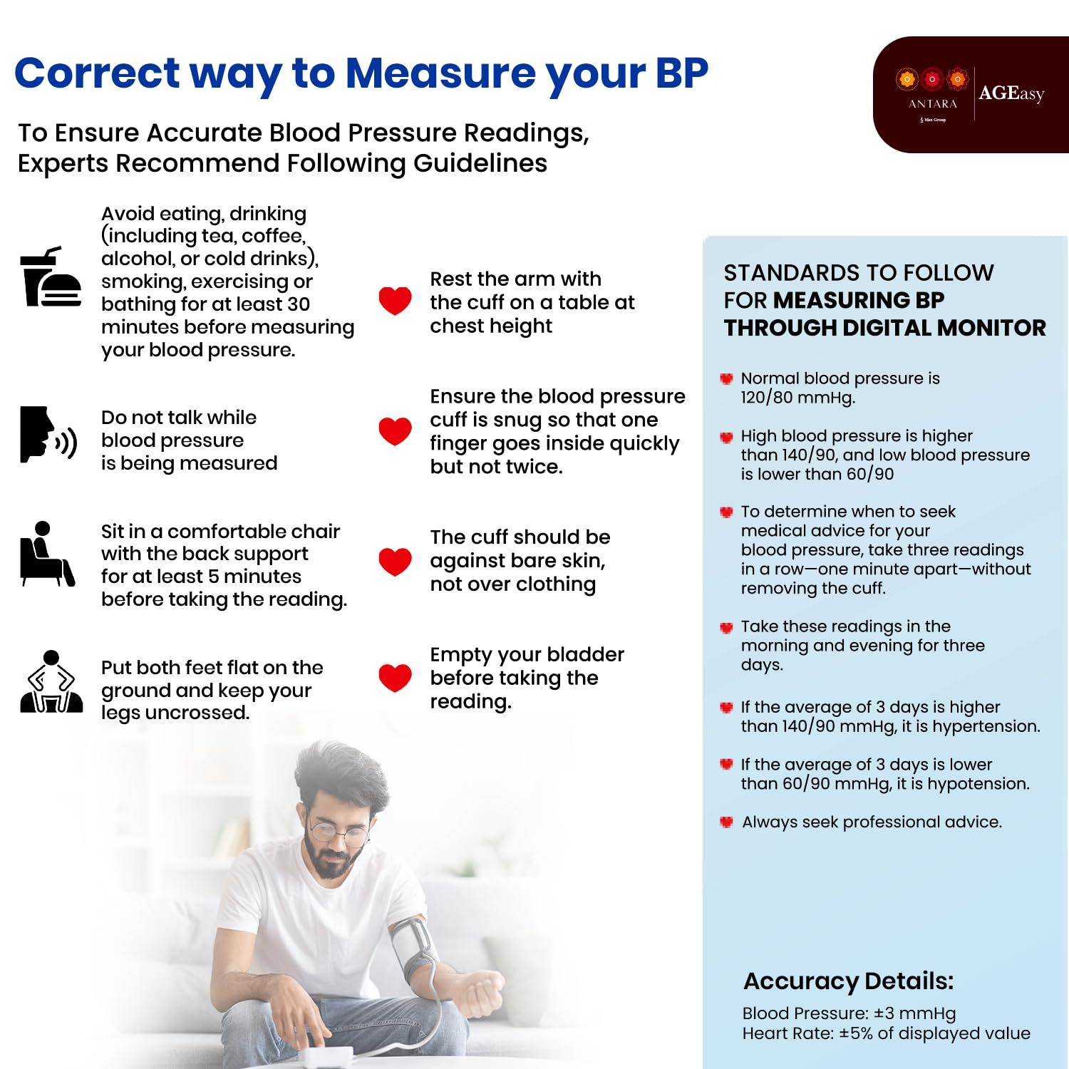 AGEasy AGEasy (Max Group) Fully Automatic Digital Blood Pressure Monitor | 2 Years Warranty | Portable, Lightweight BP Machine for Monitoring Hypertension & Managing Heart Health| Arm Circumference (22-42cm)